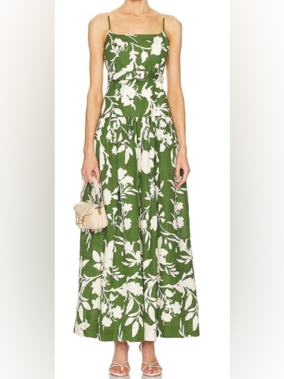 Shona Joy Renee Gathered Maxi Dress in Pesto and Ivory USA size 6